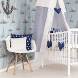 White and Grey Nautical Removable Wallpaper 8242| Walls By Me