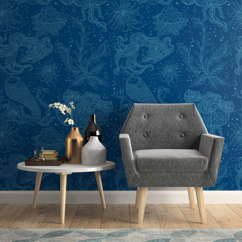 Blue Nautical Peel and Stick Removable Wallpaper