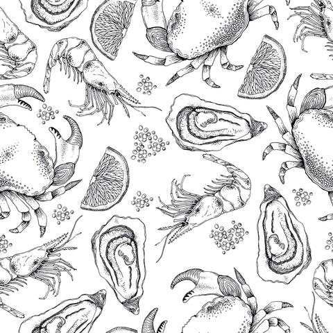 Black and White Fish Nautical Peel and Stick Removable Wallpaper