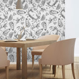 Black and White Fish Nautical Peel and Stick Removable Wallpaper