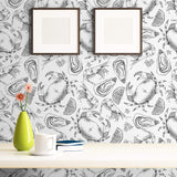 Black and White Fish Nautical Peel and Stick Removable Wallpaper