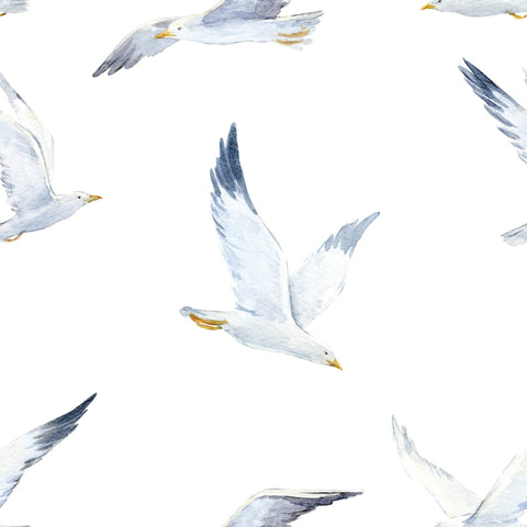 White and Blue Bird Nautical Peel and Stick Removable Wallpaper