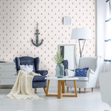 White and Black Geometric Nautical Peel and Stick Removable Wallpaper 9803