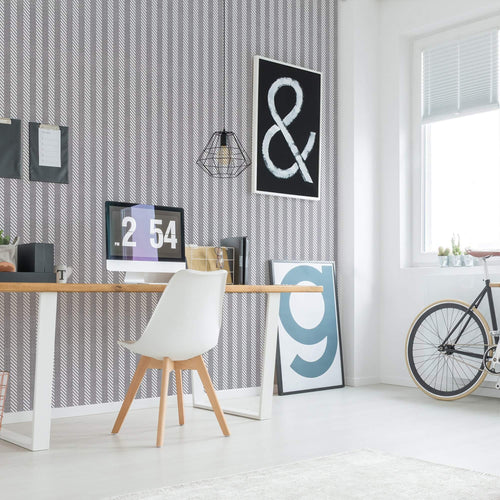 Grey and White Striped Nautical Peel and Stick Removable Wallpaper