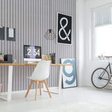 Grey and White Striped Nautical Peel and Stick Removable Wallpaper
