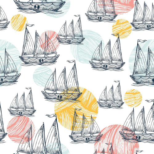 Red and Yellow Nautical Removable Wallpaper 0018| Walls By Me
