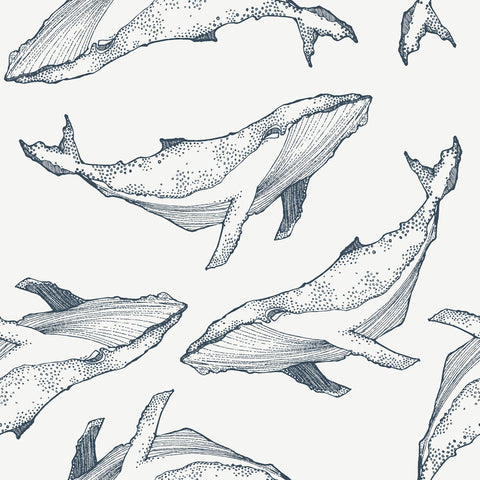 Navy Fish Nautical Peel and Stick Removable Wallpaper 8098