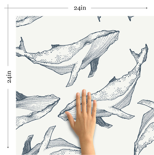 Navy Fish Nautical Peel and Stick Removable Wallpaper 8100