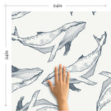 Navy Fish Nautical Peel and Stick Removable Wallpaper 8100