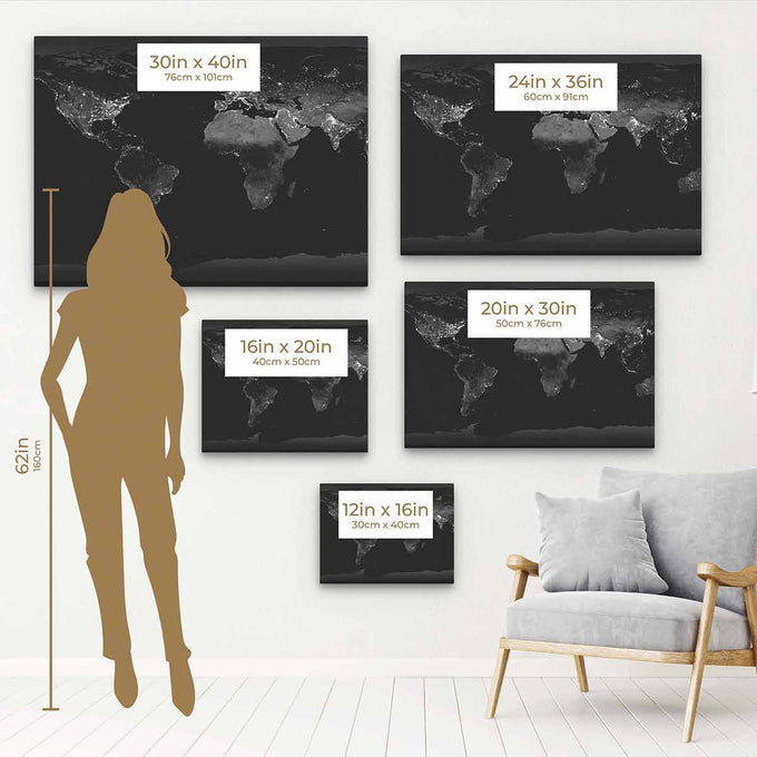 Black night map Wall Art Canvas 0262