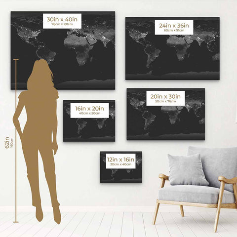 Black night map Wall Art Canvas 0262