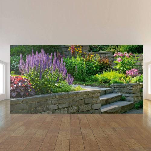 Purple and Green Floral Peel and Stick Removable Wall Mural 3856