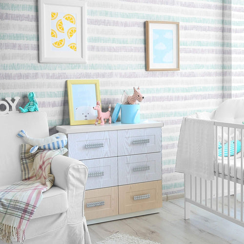 Green and Grey Striped Removable Wallpaper 1822| Walls By Me