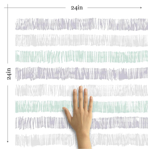 Green and Grey Striped Removable Wallpaper 1822| Walls By Me