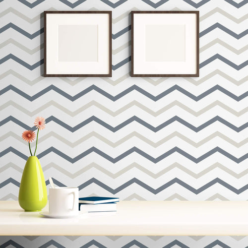 White and Champagne Chevron Removable Wallpaper 5890| Walls By Me