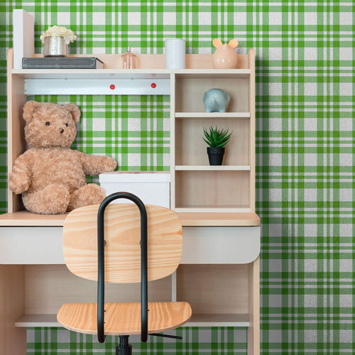 Green Plaid Removable Wallpaper 6319| Walls By Me