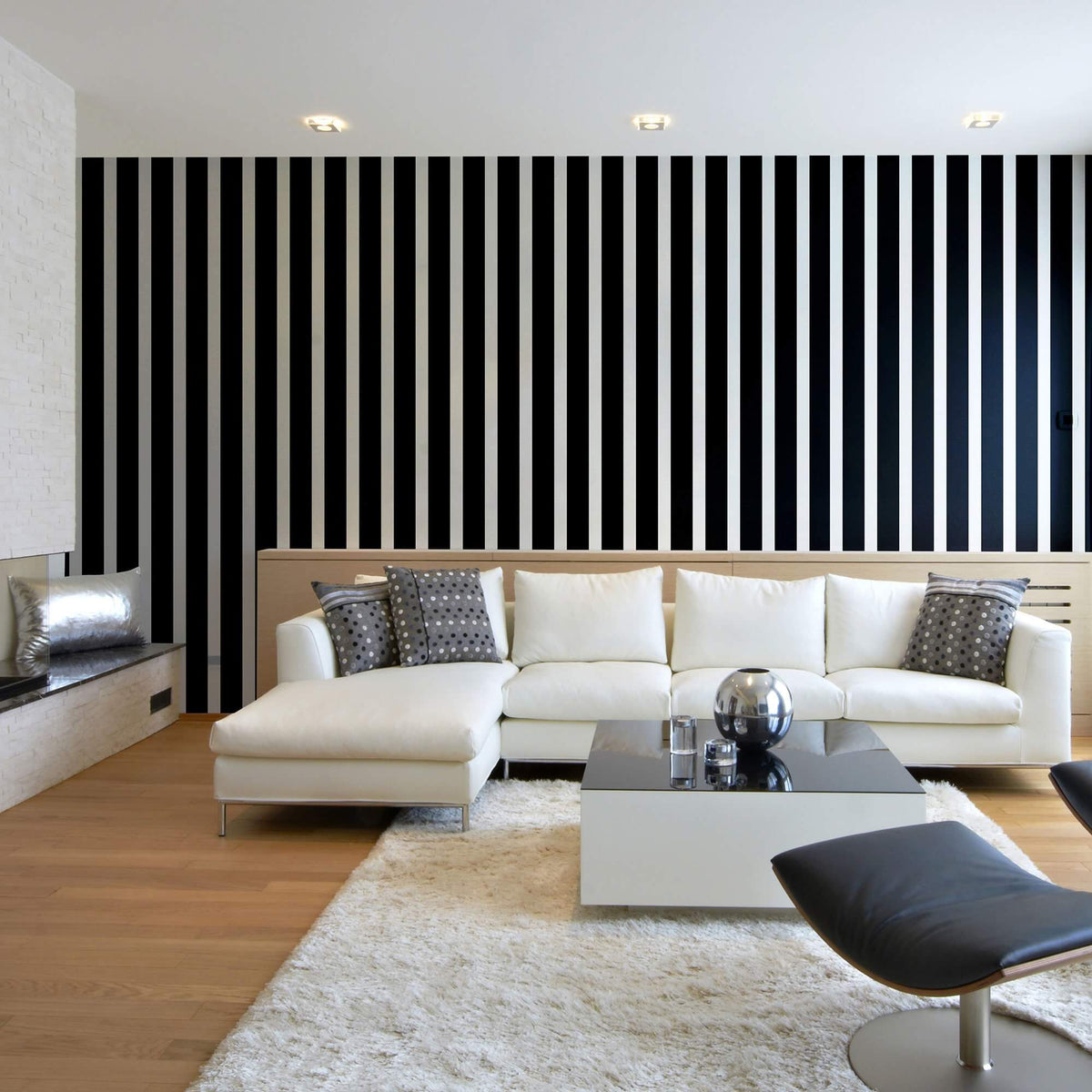 Black and White Vertical Peel and Stick Removable Wallpaper 4920