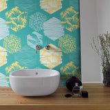 Yellow and Mint Green Retro Teens Removable Wallpaper 3230| Walls By Me