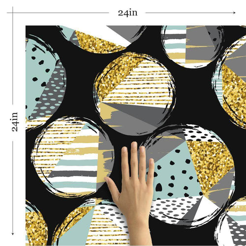 Mint Green and Gold Geometric Teens Removable Wallpaper 6062| Walls By Me