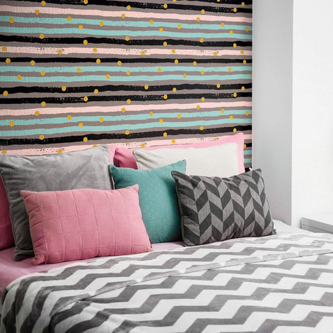 Gold and Gray Stripes Teens Removable Wallpaper 420| Walls By Me