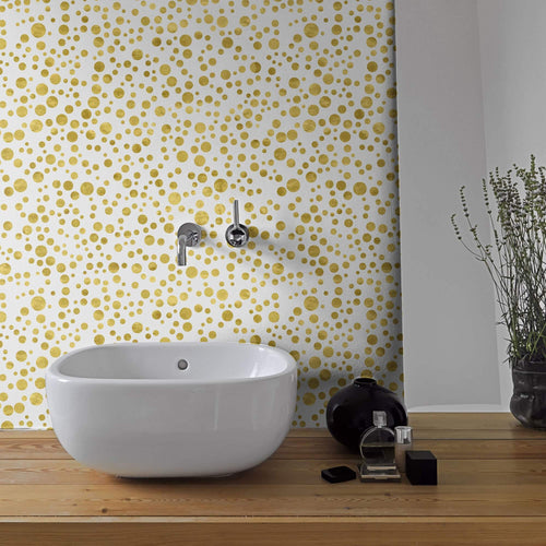 Yellow Bubbles Teens Peel and Stick Removable Wallpaper