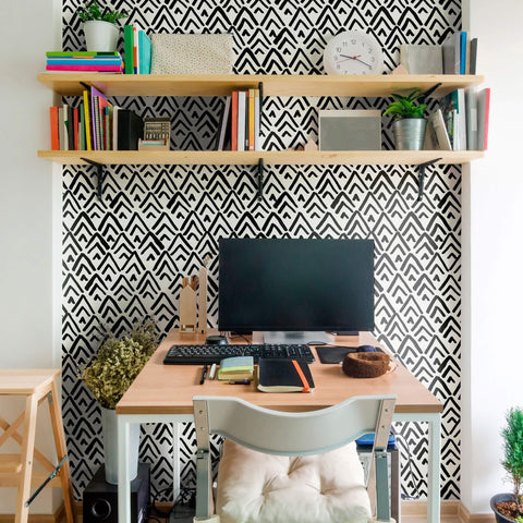 Black and White Thread Teens Peel and Stick Removable Wallpaper