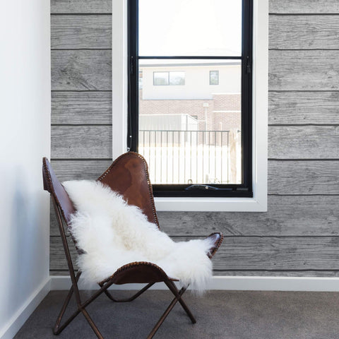 Grey Shiplap Textured Peel and Stick Removable Wallpaper