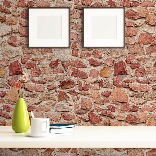 Red and Orange Brick Texture Peel and Stick Removable Wallpaper