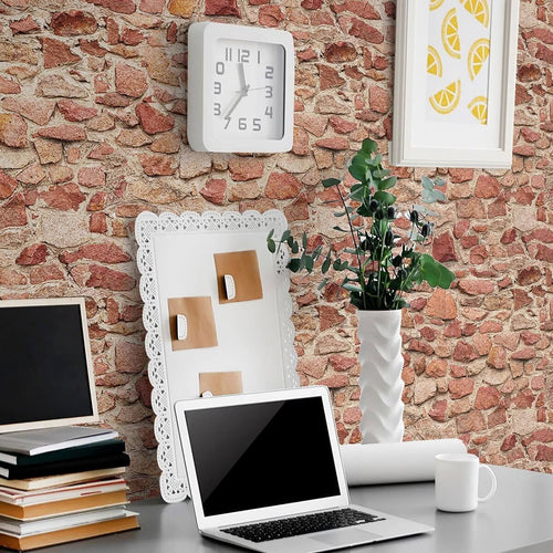 Red and Orange Brick Texture Peel and Stick Removable Wallpaper