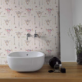 Pink and Brown Tribal Themed Peel and Stick Removable Wallpaper