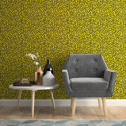 Black and Yellow Shapes Themed Removable Wallpaper 0590| Walls By Me