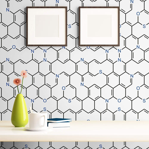 White and Black Chemistry Themed Removable Wallpaper 0124| Walls By Me