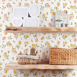 Pink and Yellow LemonThemed Peel and Stick Removable Wallpaper