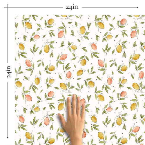 Pink and Yellow LemonThemed Peel and Stick Removable Wallpaper