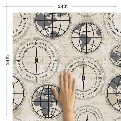 Grey and Beige Themed Peel and Stick Removable Wallpaper