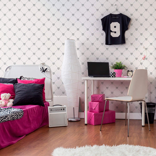 White Geometric Themed Removable Wallpaper 7289| Walls By Me
