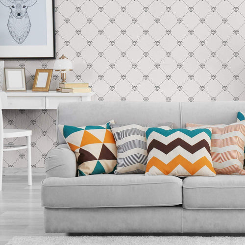 White Geometric Themed Removable Wallpaper 7289| Walls By Me