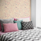 Brown Travel Themed Peel and Stick Removable Wallpaper