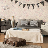 Brown Travel Themed Peel and Stick Removable Wallpaper