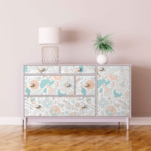 White Asian Themed Removable Wallpaper 5651| Walls By Me