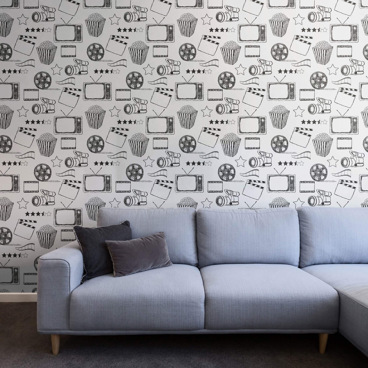White Vintage Themed Removable Wallpaper