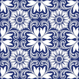 Blue Floral Tile Adhesive Peel and Stick Removable Wallpaper