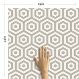 Brown Geometric Tile Adhesive Peel and Stick Removable Wallpaper