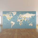 Blue World Map Peel and Stick Removable Wall Mural 4432