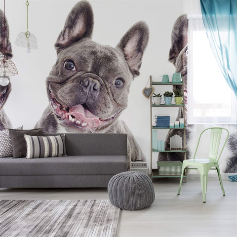 White and brown Dog Peel and Stick Removable Wall Mural 3688