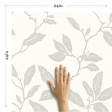 White Botanical Floral Peel and Stick Removable Wallpaper