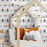 Blue and Orange Animals Baby Peel and Stick Removable Wallpaper 0930