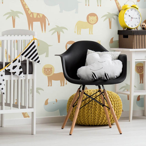 Beige and Brown Animals Baby Peel and Stick Removable Wallpaper 0168