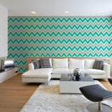 Blue Chevron Peel and Stick Removable Wallpaper 0869