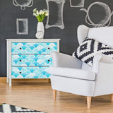 Blue and White Circles Geometric Peel and Stick Removable Wallpaper 8855